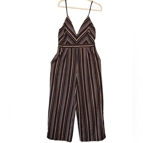 Emerald Sundae Striped Jumpsuit Charcoal Size XXL - Picture 1 of 11